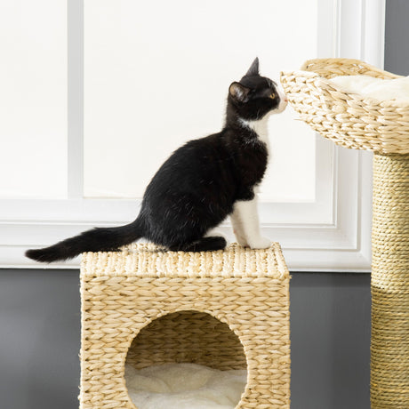 Cat Tree, with Scratching Posts, Bed, Cat House - Natural Finish, PawHut,