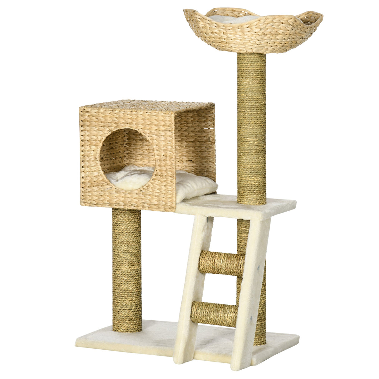 Cat Tree, with Scratching Posts, Bed, Cat House - Natural Finish, PawHut,