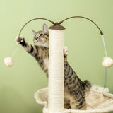 Cat Tree, with Scratching Posts, Hammock, Toy Ball - Beige, PawHut,