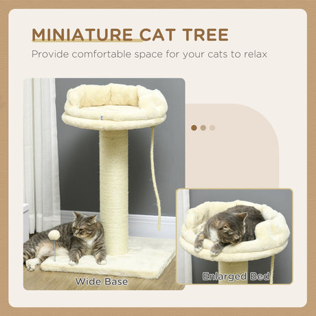 Cat Tree, with Sisal Wrapped Scratching Post - Cream, PawHut,