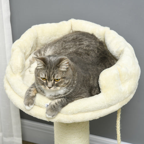 Cat Tree, with Sisal Wrapped Scratching Post - Cream, PawHut,