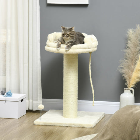 Cat Tree, with Sisal Wrapped Scratching Post - Cream, PawHut,