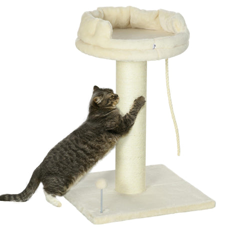 Cat Tree, with Sisal Wrapped Scratching Post - Cream, PawHut,