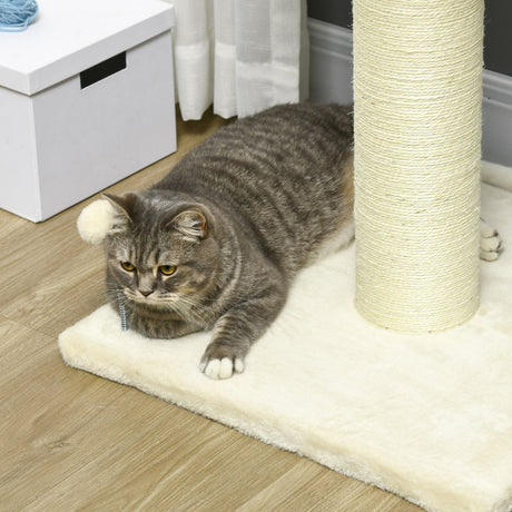 Cat Tree, with Sisal Wrapped Scratching Post - Cream, PawHut,