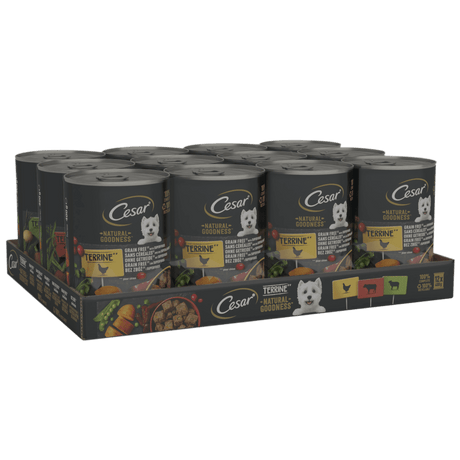 Cesar Natural Goodness Tins Mixed Selection In Loaf 12x400g, Cesar,