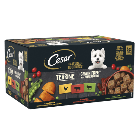Cesar Natural Goodness Tins Mixed Selection In Loaf 6x400g, Cesar,