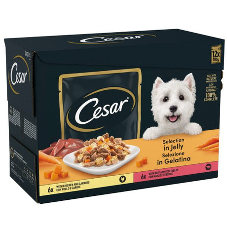 Cesar Pouch Deliciously Fresh Favourites in Jelly 4x (12x100g), Cesar,