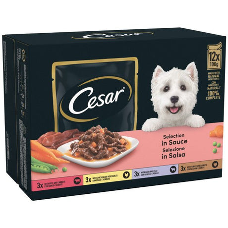 Cesar Pouch Deliciously Fresh Favourites in Sauce 4x (12x100g), Cesar,