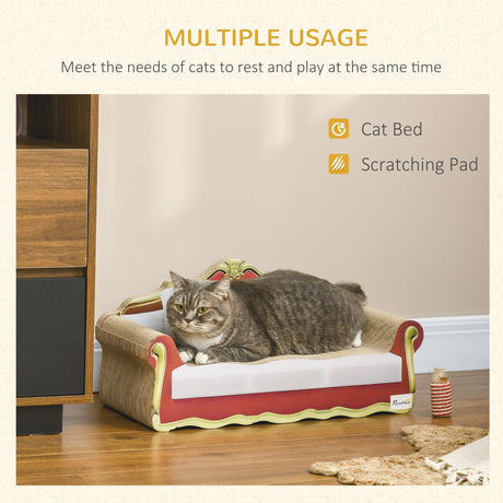 Chic Cat Scratcher Lounge Bed: Includes Catnip - 58x29.5cm, PawHut,