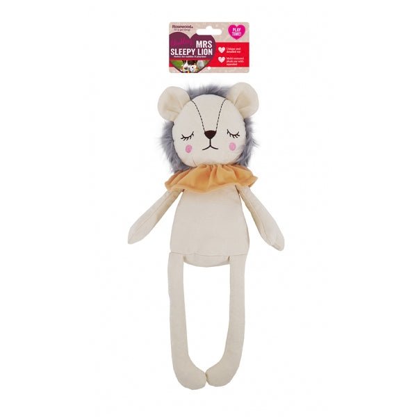 Chubleez Mrs Sleepy Lion Dog Toy x3, Rosewood,