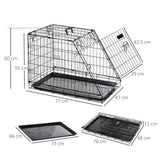 Collapsible Metal Dog Cage with Handle - 77x47x55cm, PawHut,