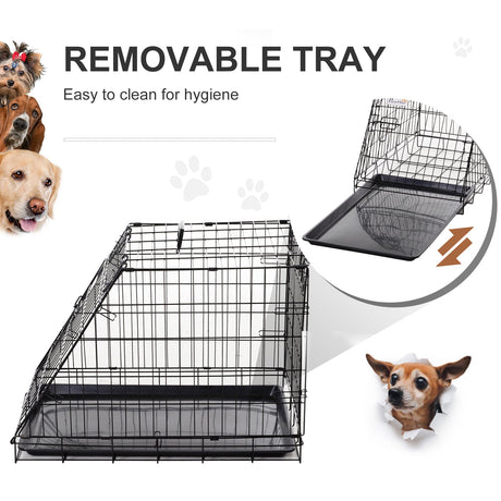 Collapsible Metal Dog Cage with Handle - 77x47x55cm, PawHut,