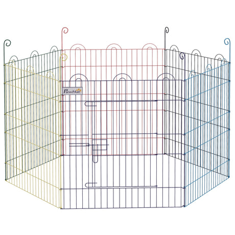 Colourful 6-Panel Pet Playpen with Door for Indoors and Outdoors, PawHut,