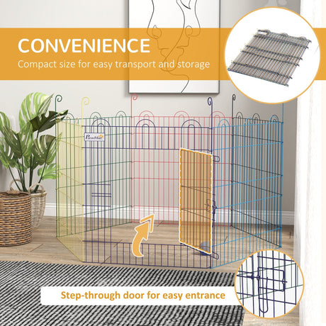 Colourful 6-Panel Pet Playpen with Door for Indoors and Outdoors, PawHut,