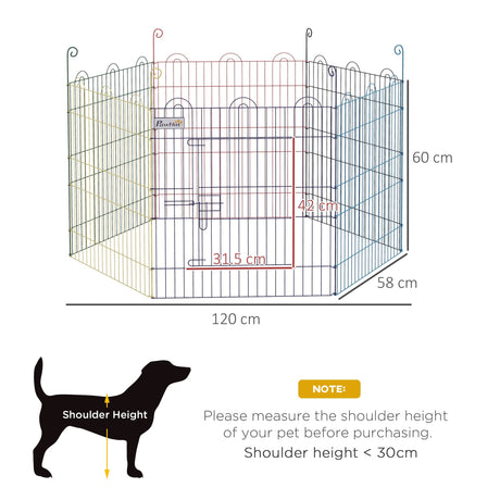 Colourful 6-Panel Pet Playpen with Door for Indoors and Outdoors, PawHut,