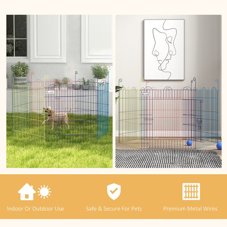 Colourful 6-Panel Pet Playpen with Door for Indoors and Outdoors, PawHut,