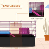 Colourful Small Animal Cage with Ramp & Accessories, PawHut,