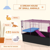 Colourful Small Animal Cage with Ramp & Accessories, PawHut,