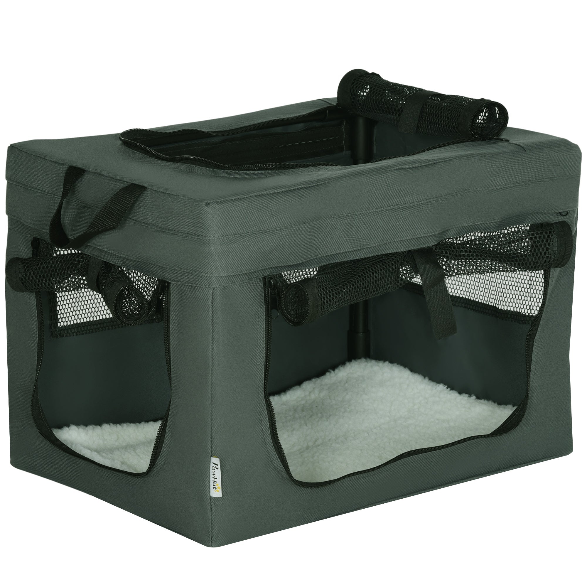 Compact 48.5cm Pet Carrier for Miniature Dogs with Cushion, PawHut, Grey
