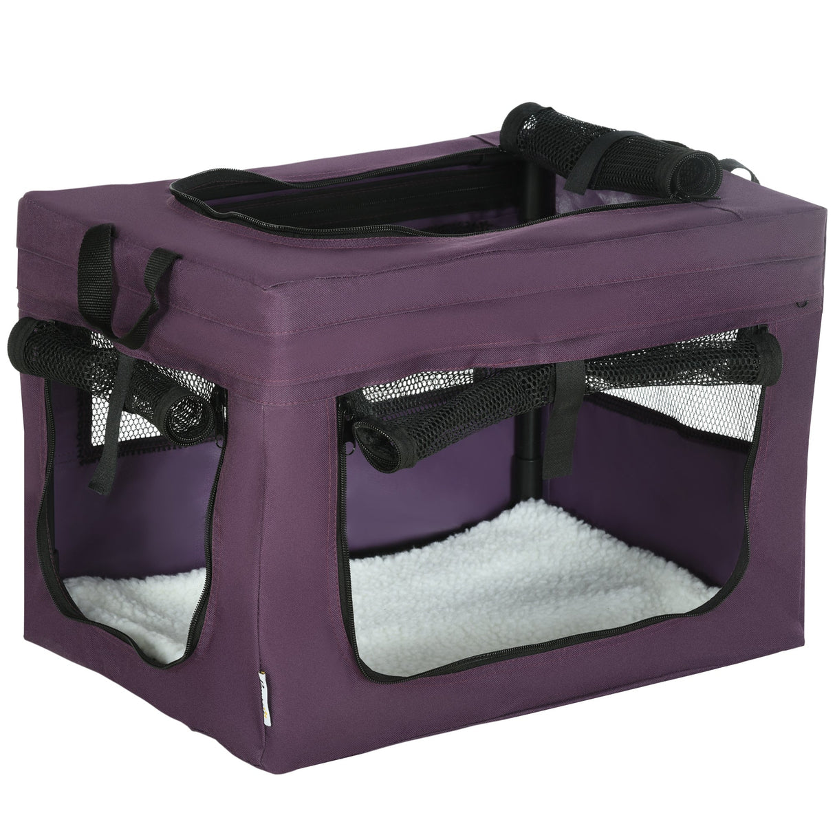 Compact 48.5cm Pet Carrier for Miniature Dogs with Cushion, PawHut, Purple