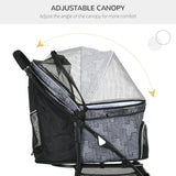Compact Folding Pet Stroller - Large Carriage & Brakes for Small Sized Dogs, PawHut, Grey