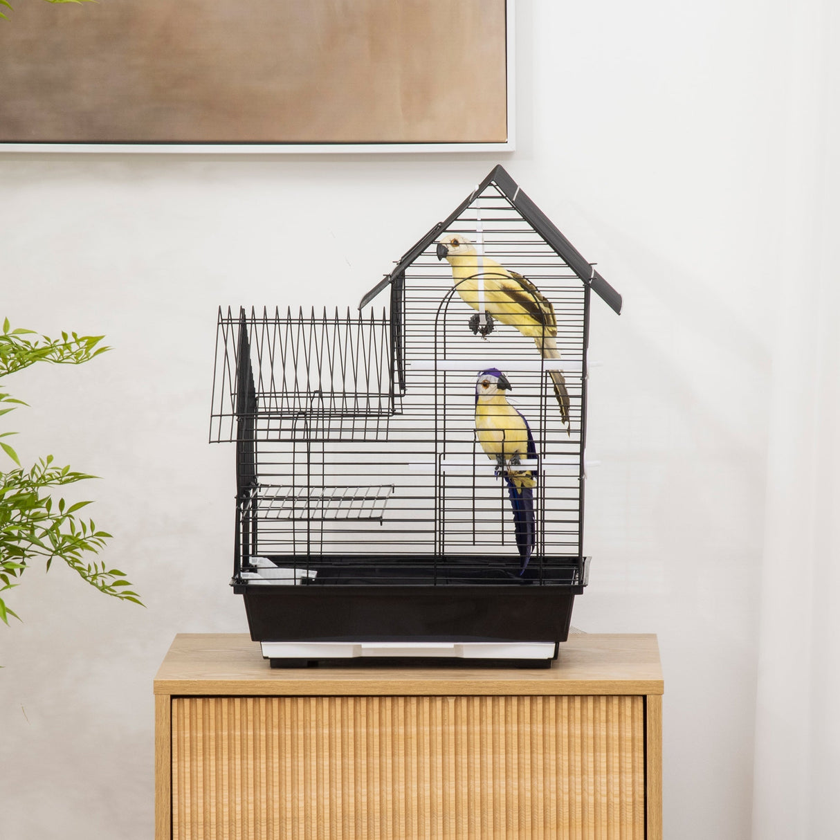 Compact Metal Bird Cage w/ Perches & Swing for Small Birds, PawHut,