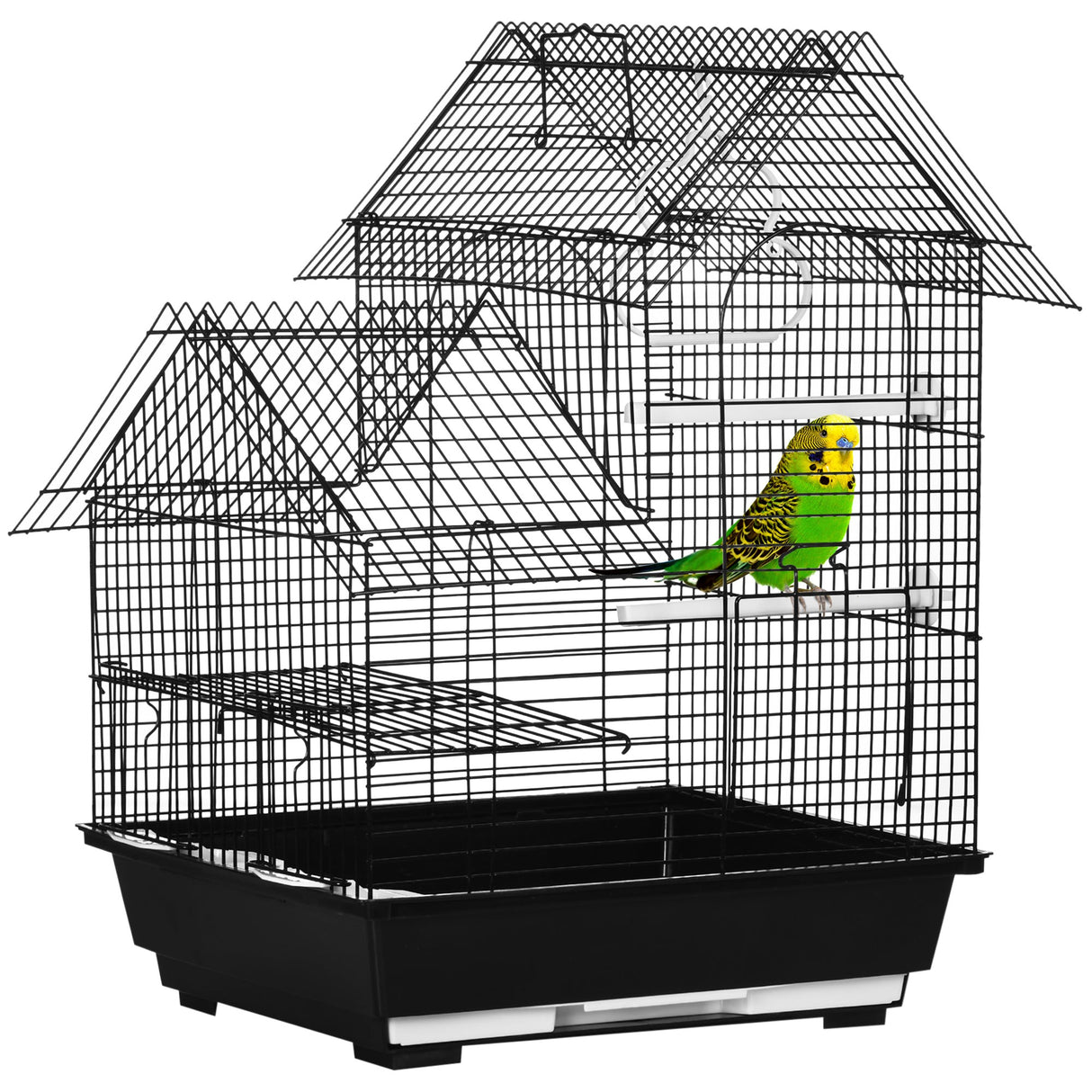 Compact Metal Bird Cage w/ Perches & Swing for Small Birds, PawHut,