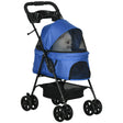 Compact Pet Stroller: Easy-Fold, Airy Mesh & Safety Leash, PawHut, Blue