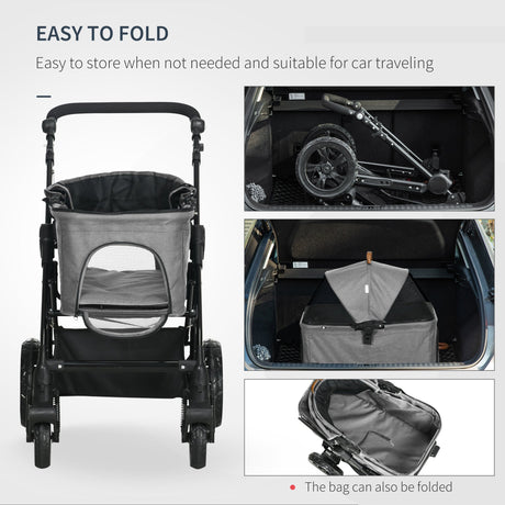 Convertible Pet Stroller & Carrier for Small Dogs - Grey, PawHut,