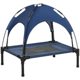 Cooling Elevated Pet Cot | Small Dog Bed with UV Canopy, PawHut, Blue