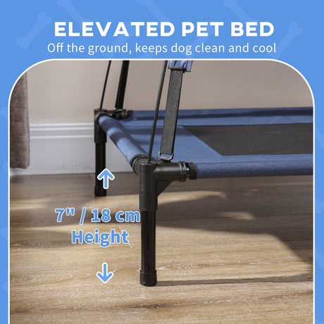 Cooling Elevated Pet Cot | Small Dog Bed with UV Canopy, PawHut, Blue