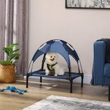 Cooling Elevated Pet Cot | Small Dog Bed with UV Canopy, PawHut, Blue