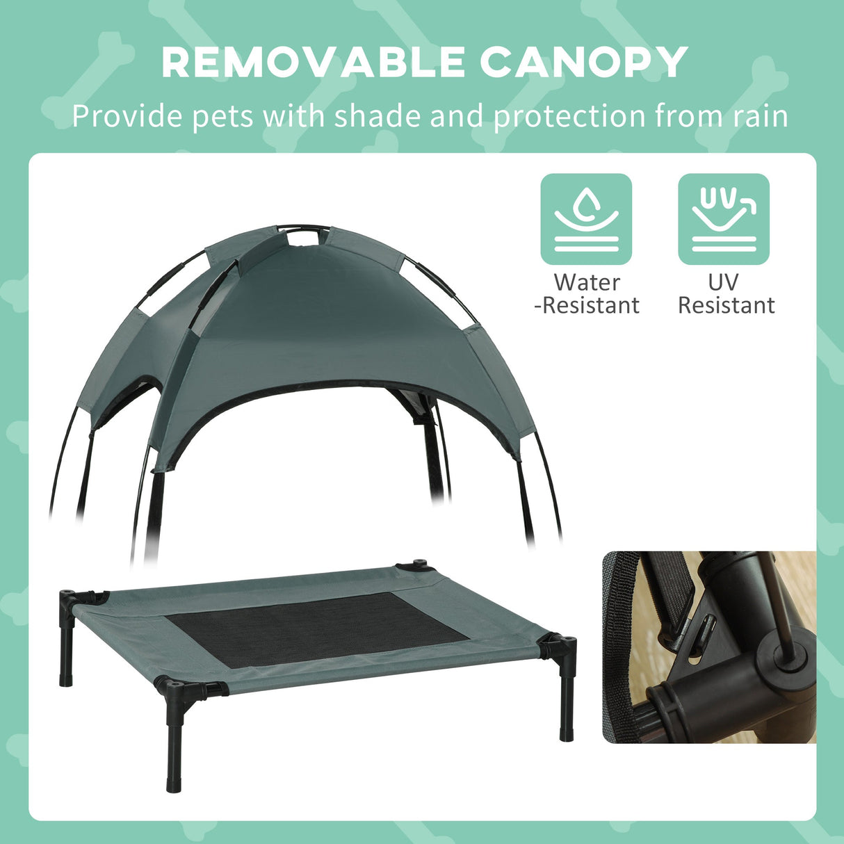 Cooling Elevated Pet Cot | Small Dog Bed with UV Canopy, PawHut, Grey