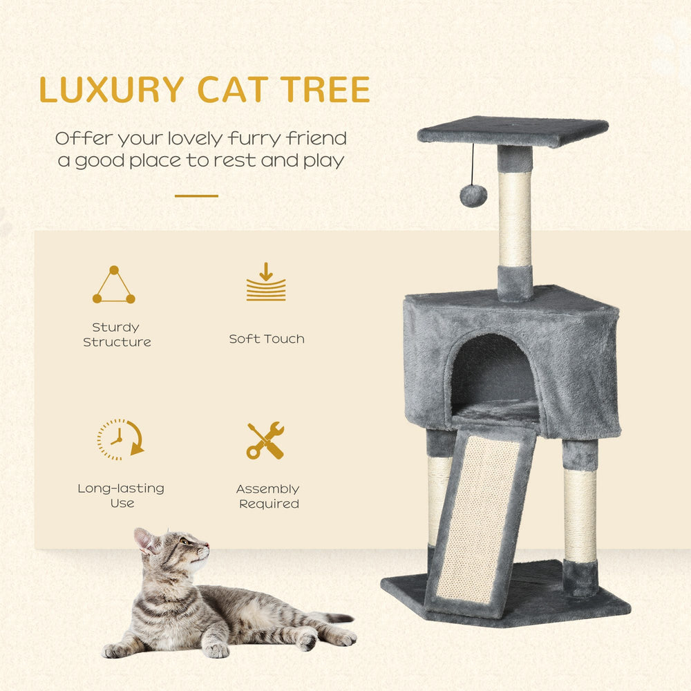 Corner Cat Tree for Indoor Cats, Kitten Tower with Scratching Post House Ladder Toy, PawHut, Beige