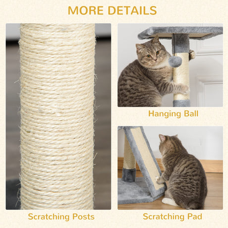 Corner Cat Tree for Indoor Cats, Kitten Tower with Scratching Post House Ladder Toy, PawHut, Beige