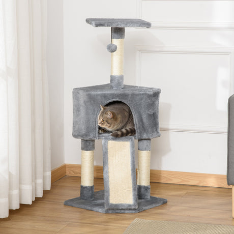 Corner Cat Tree for Indoor Cats, Kitten Tower with Scratching Post House Ladder Toy, PawHut, Beige