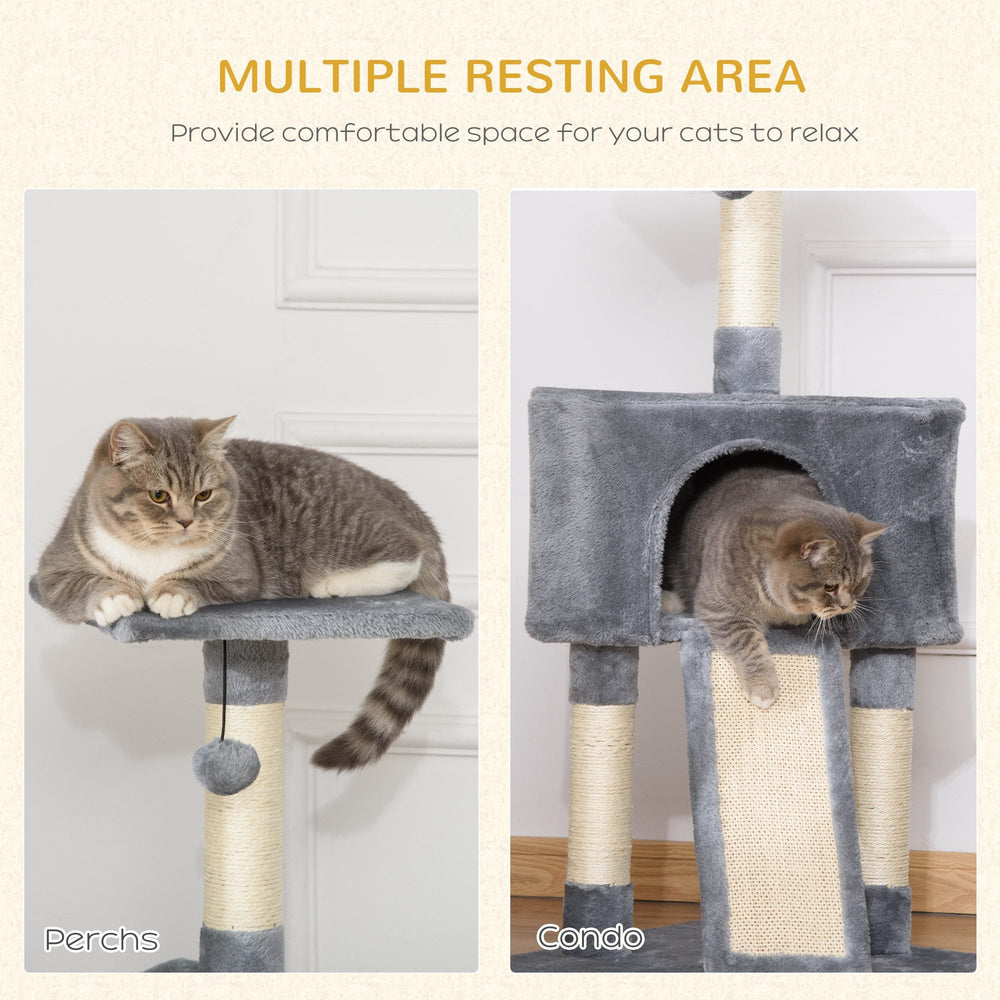 Corner Cat Tree for Indoor Cats, Kitten Tower with Scratching Post House Ladder Toy, PawHut, Beige