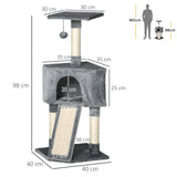 Corner Cat Tree for Indoor Cats, Kitten Tower with Scratching Post House Ladder Toy, PawHut, Beige