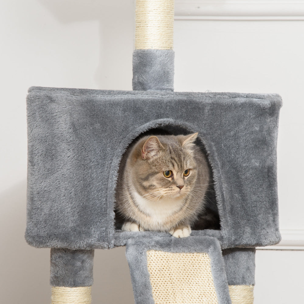 Corner Cat Tree for Indoor Cats, Kitten Tower with Scratching Post House Ladder Toy, PawHut, Beige
