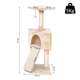 Corner Cat Tree for Indoor Cats, Kitten Tower with Scratching Post House Ladder Toy, PawHut, Beige
