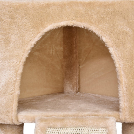 Corner Cat Tree for Indoor Cats, Kitten Tower with Scratching Post House Ladder Toy, PawHut, Beige