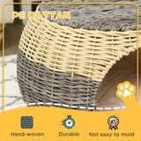 Cosy Rattan Cat Cave: Stylish Raised Bed with Cushion, PawHut,