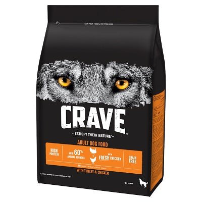 Crave Adult Dry Turkey & Chicken 3x2.8kg, Crave,