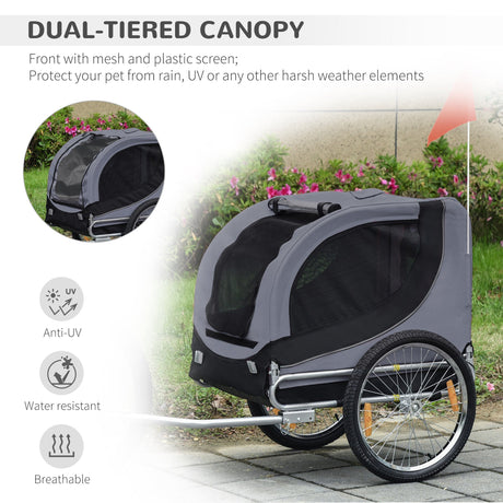 Deluxe Dog Trailer for Bikes: Secure & Weather-Proof - Grey, PawHut,