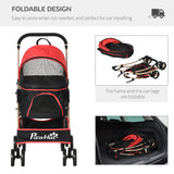 Detachable 3-in-1 Pet Stroller, Foldable, Carrying Bag, Brake, Canopy, Basket Storage, PawHut, Black