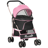 Detachable 3-in-1 Pet Stroller, Foldable, Carrying Bag, Brake, Canopy, Basket Storage, PawHut, Black