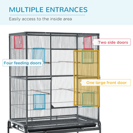 Detachable Metal Canary Cage with Stand & Perches | Mobile Design, PawHut,