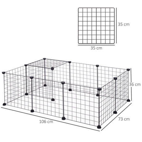 DIY Pet Playpen Metal Wire Fence 12 Panel Enclosure Indoor Outdoor Guinea Pig Rabbit Small Animals Cage, PawHut,