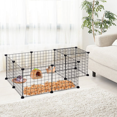 DIY Pet Playpen Metal Wire Fence 12 Panel Enclosure Indoor Outdoor Guinea Pig Rabbit Small Animals Cage, PawHut,