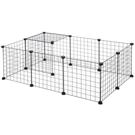 DIY Pet Playpen Metal Wire Fence 12 Panel Enclosure Indoor Outdoor Guinea Pig Rabbit Small Animals Cage, PawHut,